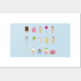 vector illustration of many desserts Posters and Art